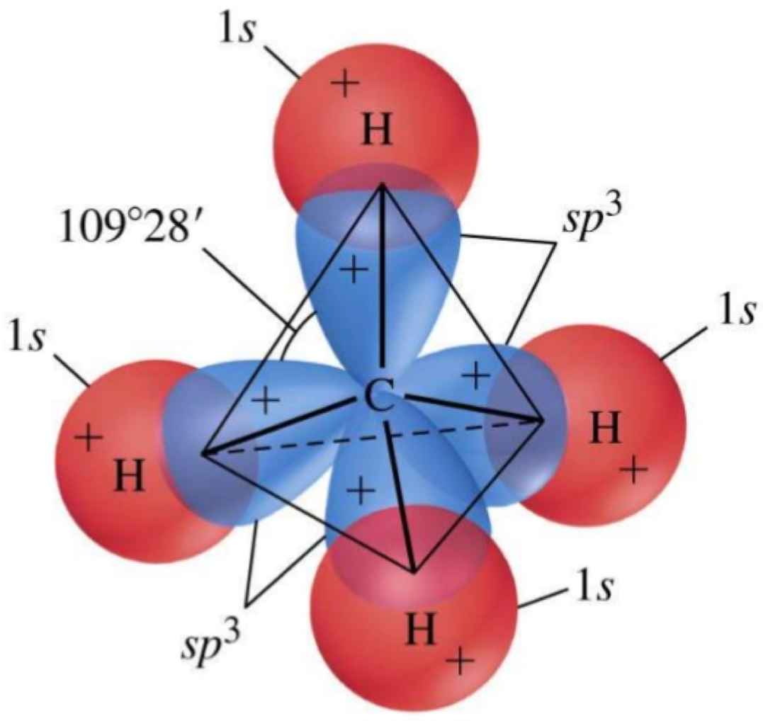 The **sp^3^** hybrid orbitals in CH~4~, Modified from https://www.slideshare.net/pedagogics/2012-orbital-hybrization-sigma-and-pi-bonds
