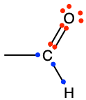 Generic aldehyde functional group with the allocation of the electrons to oxygen and carbon atoms