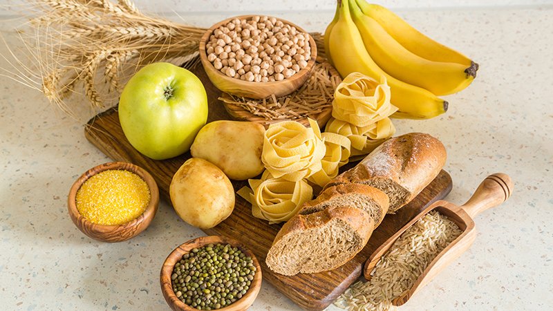 Assortment of everyday food containing carbohydrates. Obtained from https://www.measureup.com.au/all-about-carbohydrates/