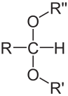Structure of a generic acetal By NEUROtiker - Own work, Public Domain, https://commons.wikimedia.org/w/index.php?curid=3508032 
