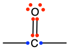 Generic ketone functional group with the allocation of the electrons to oxygen and carbon atoms