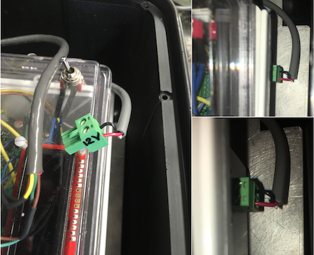 12 V Connection between the control box and the external plug