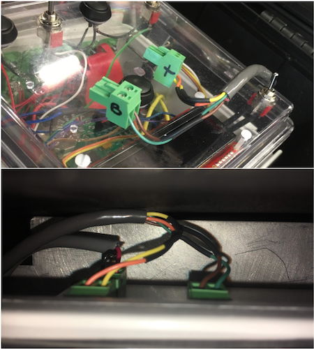 12 V Connection between the control box and the external plug